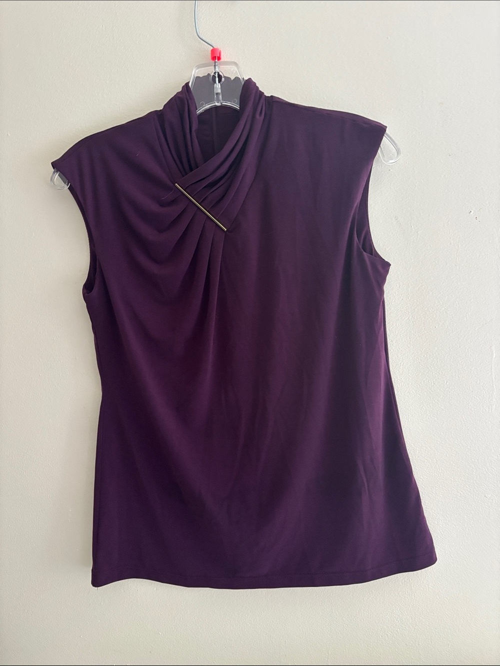 Sleeveless Draped Neck Top - Plum